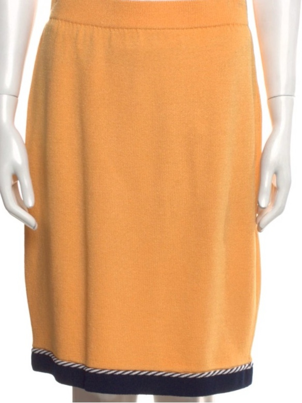 St. John Collection Santana Knit Colorblock Skirt Suit – Yellow & Navy – Size M - Picture 3 of 10